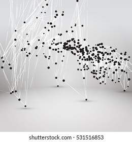 Abstract Geometric Polygonal Shape. Futuristic Technology Vector Science Background. Connecting Dots and Lines Structure.