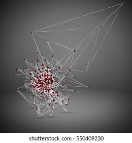 Abstract Geometric Polygonal Shape. Futuristic Technology Vector Science Background. Connecting Dots and Lines Structure
