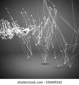 Abstract Geometric Polygonal Shape. Futuristic Technology Vector Science Background. Connecting Dots and Lines Structure