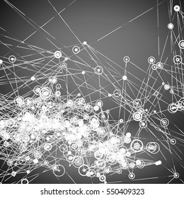 Abstract Geometric Polygonal Shape. Futuristic Technology Vector Science Background. Connecting Dots and Lines Structure
