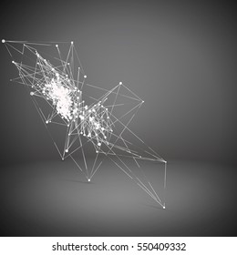 Abstract Geometric Polygonal Shape. Futuristic Technology Vector Science Background. Connecting Dots and Lines Structure
