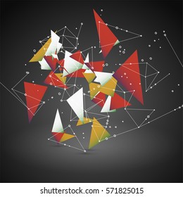 Abstract Geometric Polygonal Shape. Futuristic Technology Vector Science Background. Connecting Dots and Lines Structure.