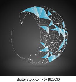 Abstract Geometric Polygonal Shape. Futuristic Technology Vector Science Background. Connecting Dots and Lines Structure.