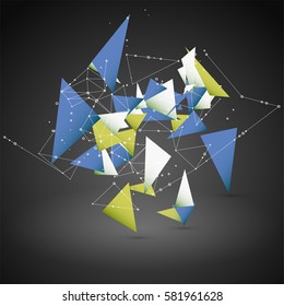 Abstract Geometric Polygonal Shape. Futuristic Technology Vector Science Background. Connecting Dots and Lines Structure.