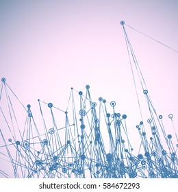 Abstract Geometric Polygonal Shape. Futuristic Technology Vector Science Background. Connecting Dots and Lines Structure