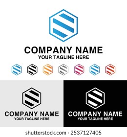 Abstract geometric polygonal shape technology logo design