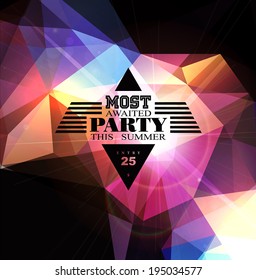 Abstract geometric polygonal shiny background for cover, poster, web design or hipsters party. 