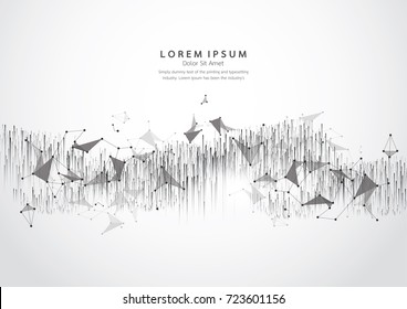 Abstract geometric Polygonal Space Background with Lines composed of glowing connecting Dots and Lines. Vector illustration