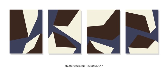 Abstract geometric polygonal squares in a soothing milk chocolate color. Striking abstract illustration on an elegant blue background. Minimalist style for wall art, posters, banners, cards, and decor