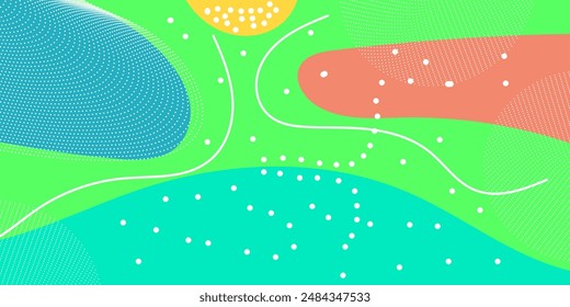 Abstrakter geometrischer Pop-Art-Hintergrund mit Wellenmuster. Vektorgrafik-Muster. Overlay-geometrisches Design des trendigen Memphis 80er-90er-Jahre-Stil