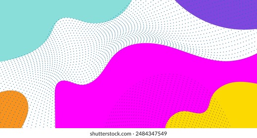 Abstrakter geometrischer Pop-Art-Hintergrund mit Wellenmuster. Vektorgrafik-Muster. Overlay-geometrisches Design des trendigen Memphis 80er-90er-Jahre-Stil