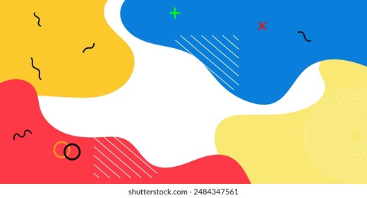 Abstract geometric pop art background with wave pattern. Vector pattern. overlay geometric design of trendy Memphis 80s-90s style