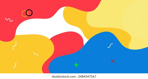 Abstract geometric pop art background with wave pattern. Vector pattern. overlay geometric design of trendy Memphis 80s-90s style