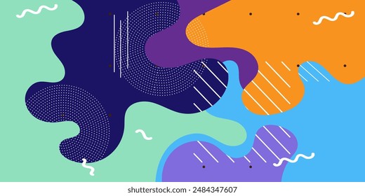 Abstract geometric pop art background with wave pattern. Vector pattern. overlay geometric design of trendy Memphis 80s-90s style