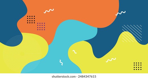 Abstractas fondo de arte pop geométrico con patrón de onda. Patrón de Vector. superposición de diseño geométrico de moda estilo Memphis 80s-90s