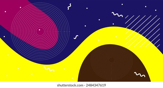Abstract geometric pop art background with wave pattern. Vector pattern. overlay geometric design of trendy Memphis 80s-90s style