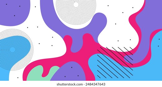 Abstract geometric pop art background with wave pattern. Vector pattern. overlay geometric design of trendy Memphis 80s-90s style