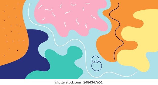 Abstractas fondo de arte pop geométrico con patrón de onda. Patrón de Vector. superposición de diseño geométrico de moda estilo Memphis 80s-90s