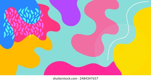 Abstractas fondo de arte pop geométrico con patrón de onda. Patrón de Vector. superposición de diseño geométrico de moda estilo Memphis 80s-90s