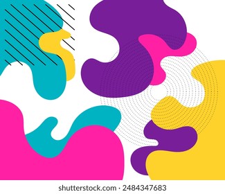 Abstract geometric pop art background with wave pattern. Vector pattern. overlay geometric design of trendy Memphis 80s-90s style