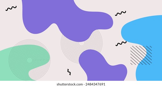 Abstrakter geometrischer Pop-Art-Hintergrund mit Wellenmuster. Vektorgrafik-Muster. Overlay-geometrisches Design des trendigen Memphis 80er-90er-Jahre-Stil