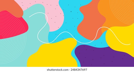 Abstract geometric pop art background with wave pattern. Vector pattern. overlay geometric design of trendy Memphis 80s-90s style
