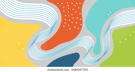 Abstractas fondo de arte pop geométrico con patrón de onda. Patrón de Vector. superposición de diseño geométrico de moda estilo Memphis 80s-90s