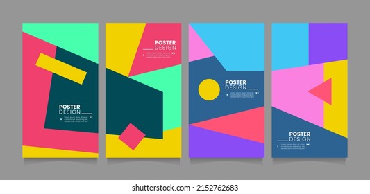 Abstract geometric pop colorful  cover poster background vector collection. Presentation report business banner and social media magazine layout template.
