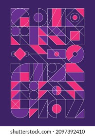 abstract geometric poster 2 color with line. background illustration