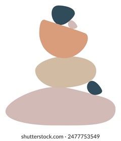 abstract geometric poster with balance shapes, stones. Pastel colors, texture. Modern trendy style. Geometric hand drawn design for wallpaper, wall decor, postcard, print. Vector illustration