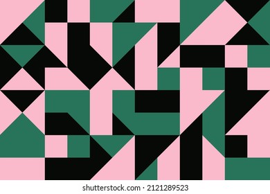 Abstract geometric poster. Brutalist mosaic background, simple geometry shapes and forms, minimal pattern. Vector print design swiss style