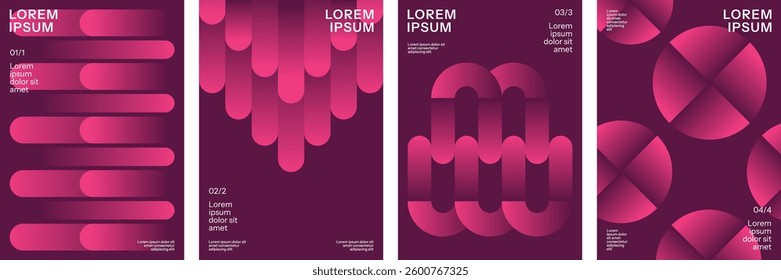 Abstract geometric poster collection with modern gradient shapes, futuristic design elements, and dynamic patterns.