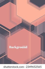 Abstract geometric poster with colorful hexagonal shapes. Vector minimalist illustration