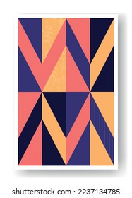 Abstraktes geometrisches Poster. Futuristische Kreativität und Kunst, Ästhetik und Eleganz. Helle Formen und Muster, sich wiederholendes Design-Element. Landing Page and Cover. Cartoon-Flavektor-Vektorgrafik