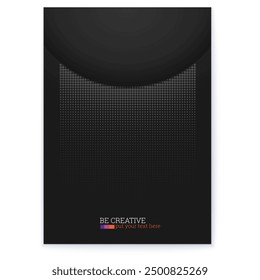 Abstract geometric poster. Halftone effect. Round cutout on top.
