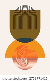Abstract Geometric Poster with Modern Mid Century Shapes. Modern Abstract Geometric Art Poster Collection