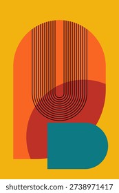 Abstract Geometric Poster with Modern Mid Century Shapes. Modern Abstract Geometric Art Poster Collection