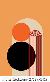 Abstract Geometric Poster with Modern Mid Century Shapes. Modern Abstract Geometric Art Poster Collection