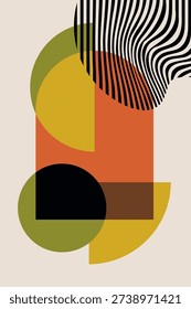 Abstract Geometric Poster with Modern Mid Century Shapes. Modern Abstract Geometric Art Poster Collection