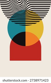 Abstract Geometric Poster with Modern Mid Century Shapes. Modern Abstract Geometric Art Poster Collection