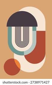 Abstract Geometric Poster with Modern Mid Century Shapes. Modern Abstract Geometric Art Poster Collection