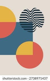 Abstract Geometric Poster with Modern Mid Century Shapes. Modern Abstract Geometric Art Poster Collection