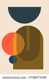 Abstract Geometric Poster with Modern Mid Century Shapes. Modern Abstract Geometric Art Poster Collection