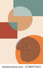 Abstract Geometric Poster with Modern Mid Century Shapes. Modern Abstract Geometric Art Poster Collection