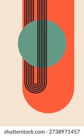 Abstract Geometric Poster with Modern Mid Century Shapes. Modern Abstract Geometric Art Poster Collection