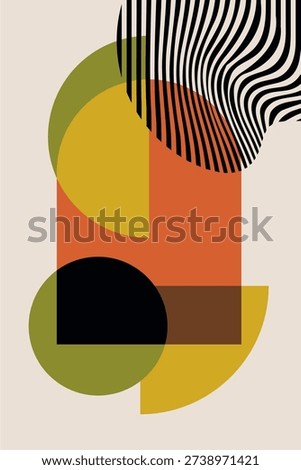 Abstract Geometric Poster with Modern Mid Century Shapes. Modern Abstract Geometric Art Poster Collection