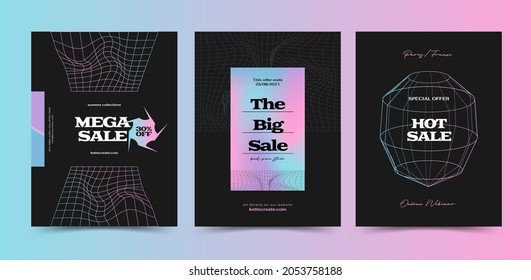Abstract Geometric Poster templae with icon, shape. Line gradient vector illustration. 