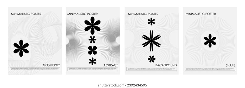 Abstraktes geometrisches Poster. Trendy minimalistische Karte. Retro futuristic, y2k, Bauhaus und Minimalismus. Moderne Geometrie. Einfache digitale Grafik. Typografie-Kunstwerke. Einfarbige Vektorgrafik