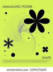 Abstract geometric poster. Trendy minimalistic card. Retro futuristic, y2k, bauhaus and minimalism. Modern geometry. Simple digital graphic. Typography artwork. Colorful ornament, vector illustration