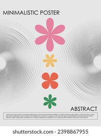 Abstract geometric poster. Trendy minimalistic card. Retro futuristic, y2k, bauhaus and minimalism. Modern geometry. Simple digital graphic. Typography artwork. Colorful ornament, vector illustration